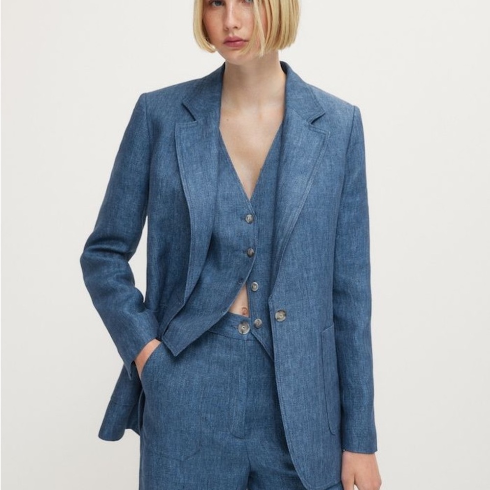 Massimo Dutti Denim Blue Blazer